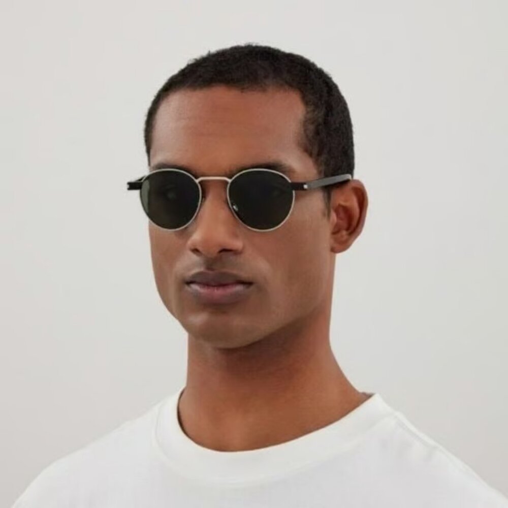 NEW SL707 002 SAINT LAURENT SUNGLASSES UNISEX ROUND GOLD EYEWEAR SL 707 002
